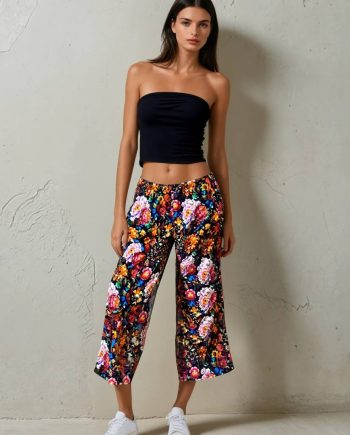 Φαρδύ Ψηλόμεσο Παντελόνι με Floral Print Trousers NOOS Pilates Wear
