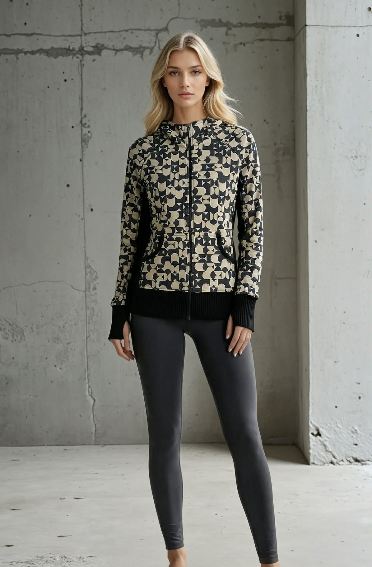 Hoodies & Sweatshirts - Ζακέτα με μοναδικό print από scuba suede Ζακέτα με μοναδικό print από scuba suede Hoodies & Sweatshirts NOOS Pilates Wear