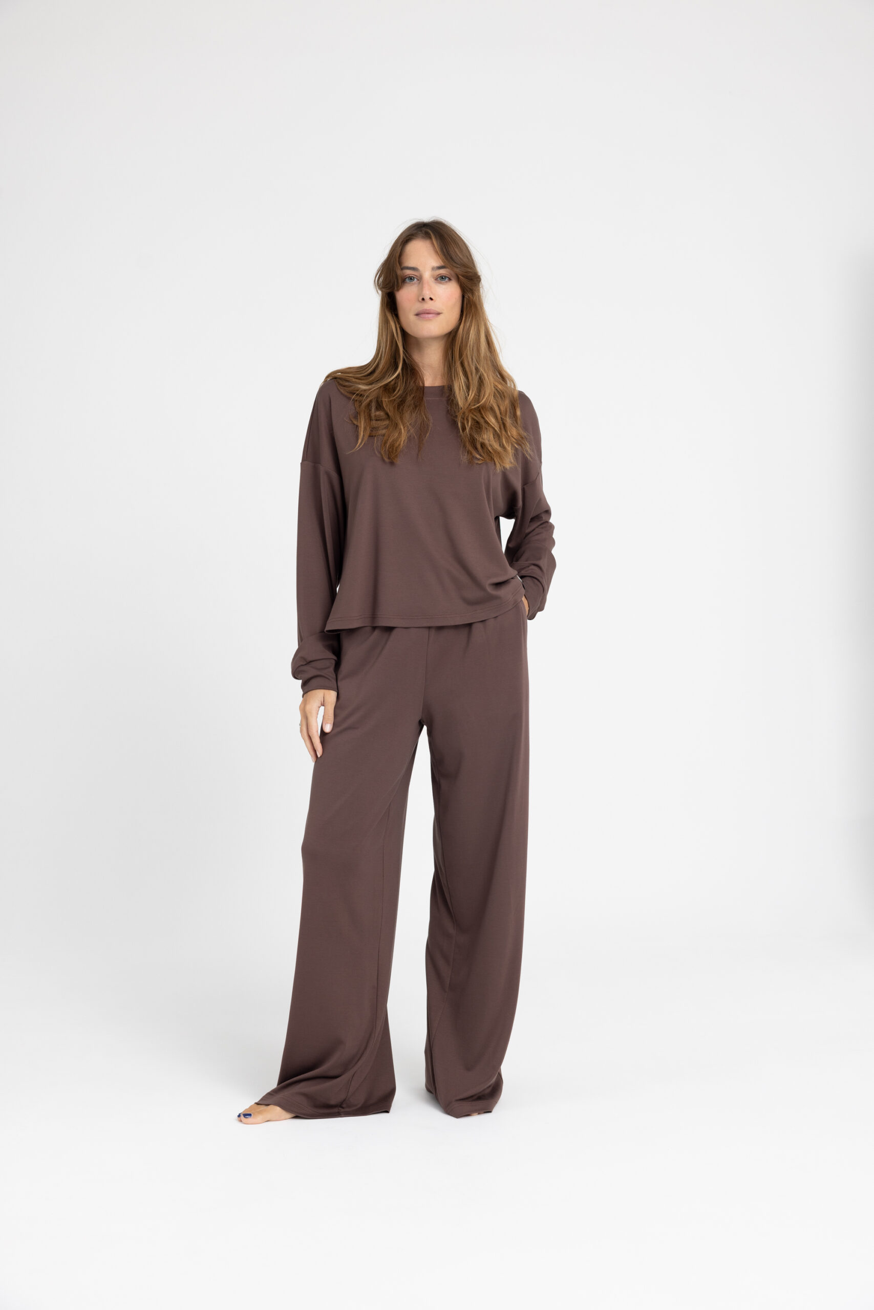 Trousers - Παντελόνι Wide Leg από απαλό μείγμα Βamboo Παντελόνι Wide Leg από απαλό μείγμα Βamboo Trousers NOOS Pilates Wear